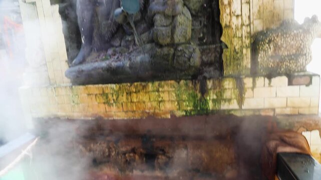 boiling thermal water used for community kitchen cooking near manikaran gurudwara