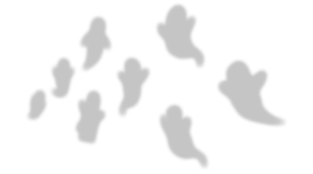 A digital image of white ghost silhouettes on a transparent background