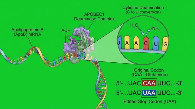 APOBEC1 Deaminase Complex Editing Apolipoprotein B mRNA Mechanism Illustration