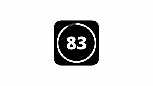 Ninty seconds countdown animation, Ninty second countdown timer video from 90 to 0 second on transparent background,1.5 minute timer counts hours minutes seconds in 60 seconds in 4k with alpha channel