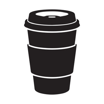 Disposable Coffee Cup Black Silhouette Vector Illustration for Cafe Logo and Morning Drink Icon Design.