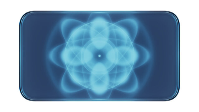 Glass Frame with Electron Cloud Physics Illustration