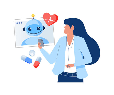 Chatbot in healthcare, isolated concept vector illustration. Artificial intelligence caregiver, anonymous consultation