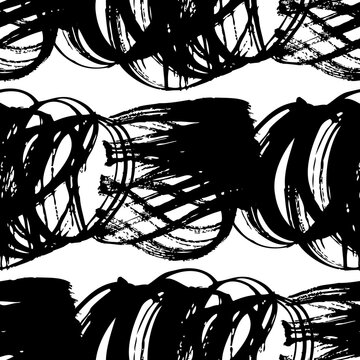 Seamless pattern from figured textured strokes on white paper