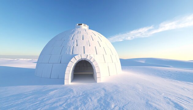 Large igloo in snowy mountains