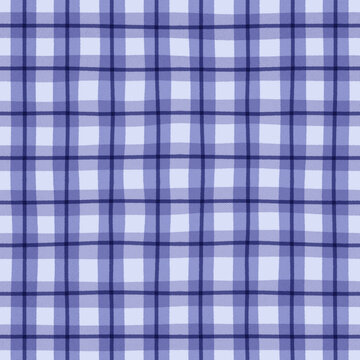 Blue violet gingham check grid seamless pattern