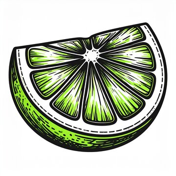 Fresh green lime slice illustration with detailed texture.