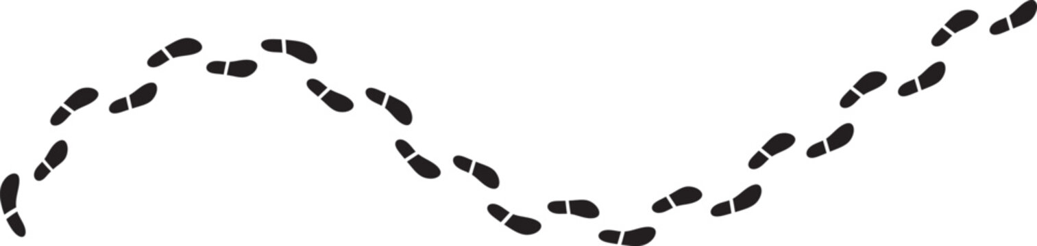 Human footprint trail path boot print vector icon. Shoe print walking route track.  navigation detective investigation and outdoor activity movement pattern