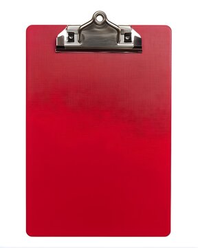 Plain plastic clipboard with metal clip, stationery item isolated on white background