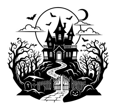halloween ghost house vector