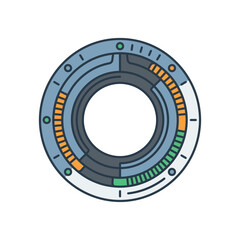 Naklejka premium Futuristic Circular HUD Interface Element with Progress Bars and Technical Indicators