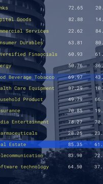 Animation of financial data processing over cityscape