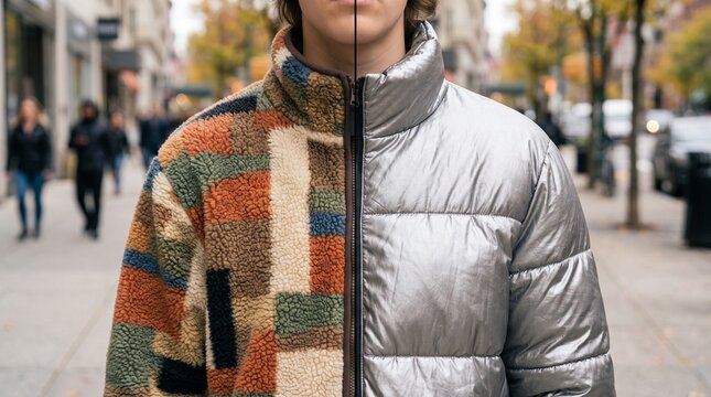 Teenage Torso Split Displaying Seasonal Winter and Autumn Jackets