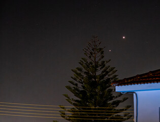 The striking pairing of Jupiter and Venus, the brightest planets in the Earth's night sky, as seen during their closest conjunction on June 8 & 9, 2026, in the western sky, in Pervolia village, Cyprus © MoVia1