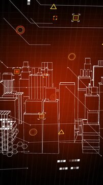 Animation of data processing over 3d cityscape
