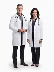 Fototapeta premium Two Professional ENT Specialists on White