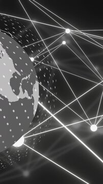 Animation of data and network of connections over globe