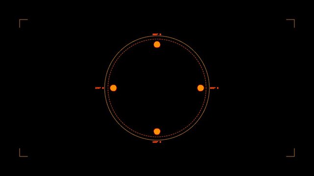Digital compass HUD interface sci-fi style Tactical Crosshair Circular Radar Warning Screen Futuristic Holographic Navigation Compass Video Overlay Motion Graphics Stock Footage HD 1080p