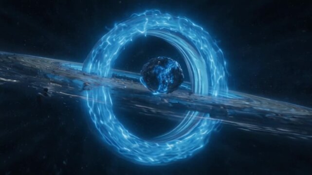 Glowing interstellar spacetime rift portal seamless loop, 4K