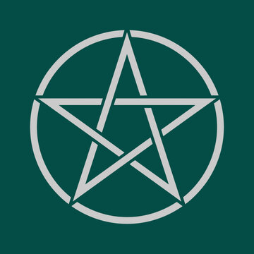 White Pentagram Symbol on Dark Background.