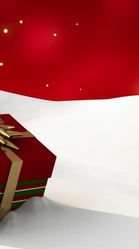 Animation of christmas decorations with candy canes and gift in winter scenery background
