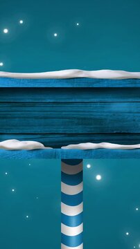 Animation of blue arrow sign spots of light falling on blue background