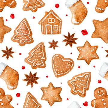 Festive Gingerbread Cookies Seamless Holiday Pattern