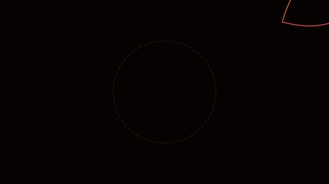Minimalist abstract geometric motion with glowing orange leaf shapes on animation 4k black background