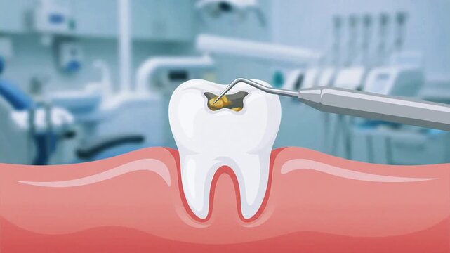Dental Cavity Cleaning and Debris Removal Flat 2D Vector Animation