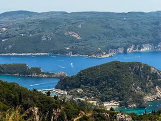Fototapeta premium Paleokastritsa bay and coastline on Corfu Island, Greece