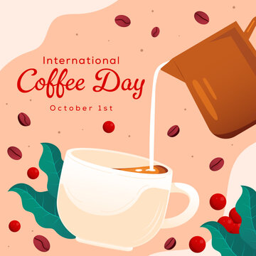 International Coffee Day Square Post Pouring Milk into Coffee Cup