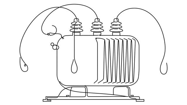Electrical transformer illustration on white background.