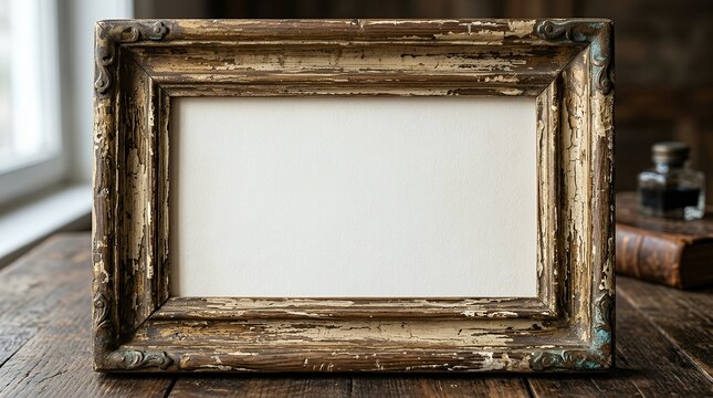 A weathered artistically brushed rectangular border presenting a vintage aesthetic for creative framing  background border frame rectangular hand-painted faded weathered texture artistic