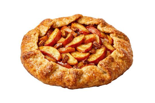 Rustic apple galette with pecans and glossy glaze
