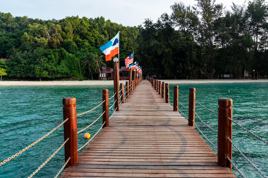 Jetty at Manukan island Tunku Abdul Rahman Marine Park Sabah Borneo Malaysia