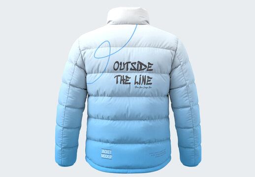 Puffer Jacket Back View Mockup