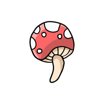 Cute red hand drawn plant mushroom illustration