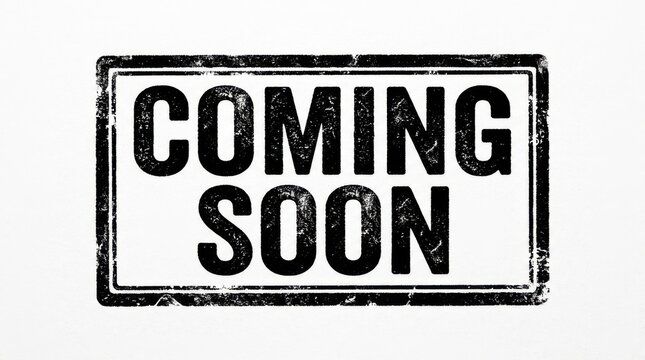 Black grunge coming soon rubber stamp ink seal isolated on white background