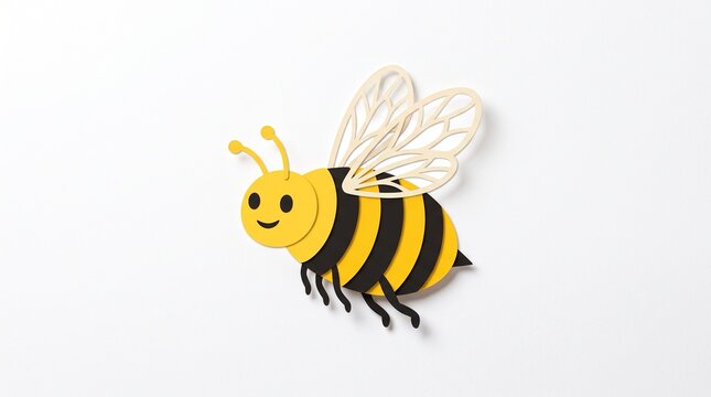 Cute cartoon style bee illustration isolated on a white background.