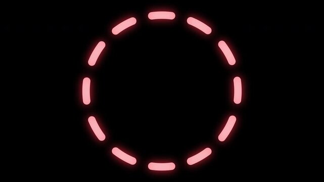 Dashed red glowing spinning circle perfect loop for use with logos, etc. with black background