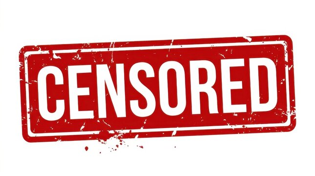 Red rectangular rubber stamp with the word censored on a white background
