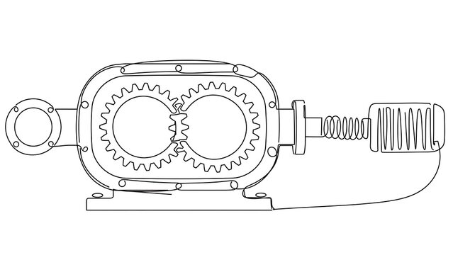 Mechanical gears and spring illustration white background.