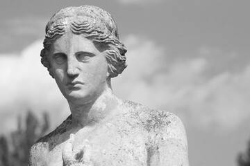 Ancient marble artwork celebrating feminine beauty, harmony and sensuality.  Copy space for text or design. © zwiebackesser