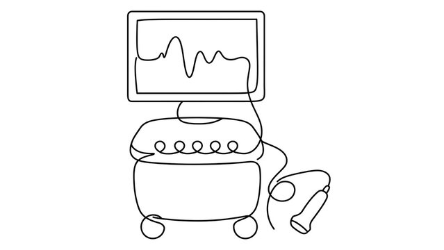 Medical ECG machine illustration white background.