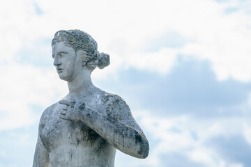 Classical Greek sculpture inspired by Aphrodite, goddess of love and beauty. Copy space for text or design. © zwiebackesser