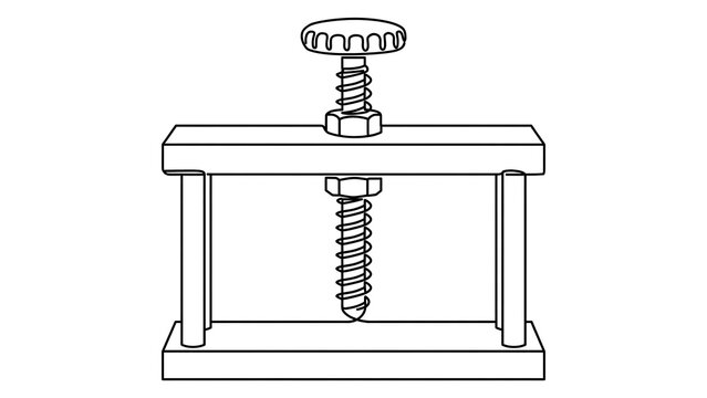 Mechanical screw press machine white background.