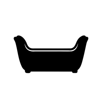 Modern black chaise lounge silhouette icon - Clean, minimalist silhouette of a stylish black chaise lounge in a neutral setting, perfect for modern design and vector graphics.