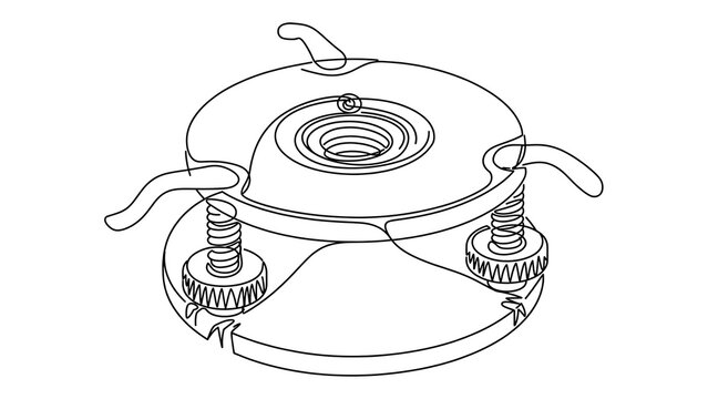 Mechanical spring device illustration white background.