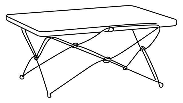 Minimalist folding table illustration white background.
