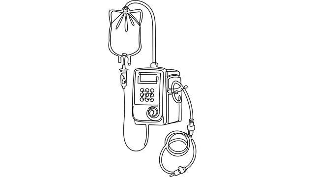 Medical infusion pump device white background.